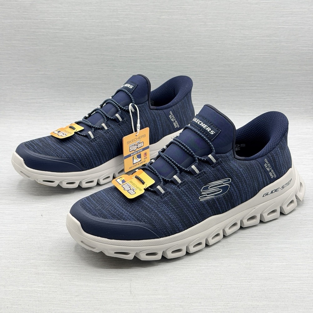 Skechers Glide Step Men's 8 Navy Walking Shoes Memory Foam Lightweight 233011